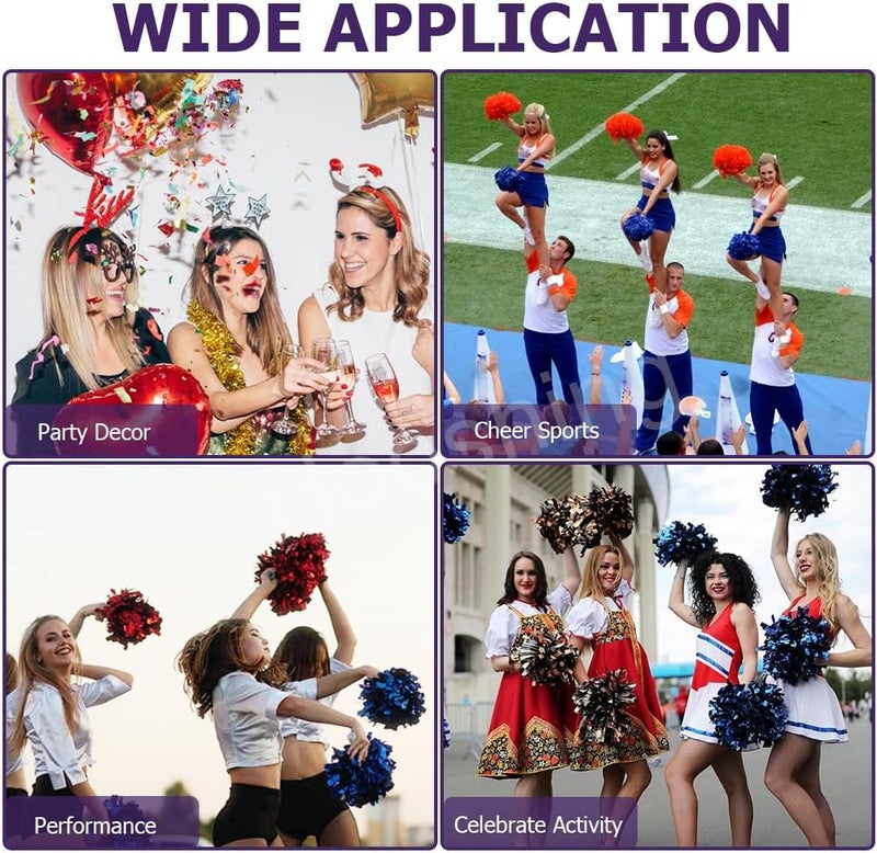 Hooshing 4PCS Pom Poms Cheerleading with Finger-Friendly Handle for Cheering Squad & Dance Team - Image 4